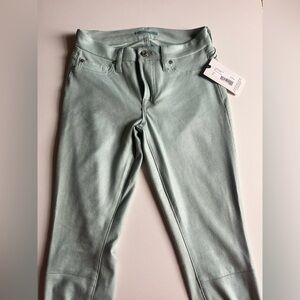 7 For All Mankind skinny suede jeans in mint color